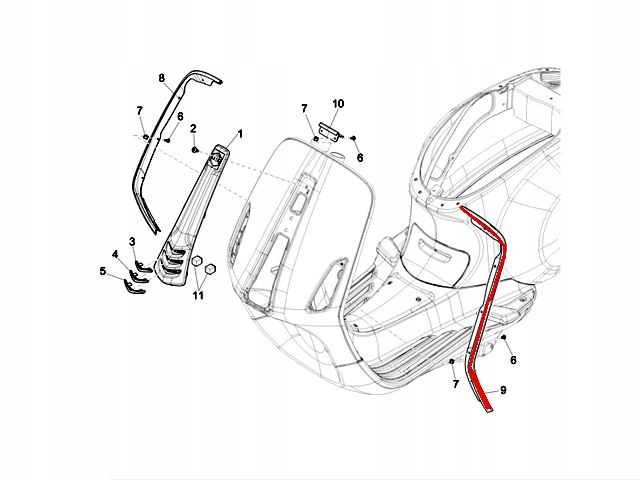 LISTWA OSŁONA CHROM PIAGGIO VESPA PRIMAVERA SPRINT Numer katalogowy części 673638