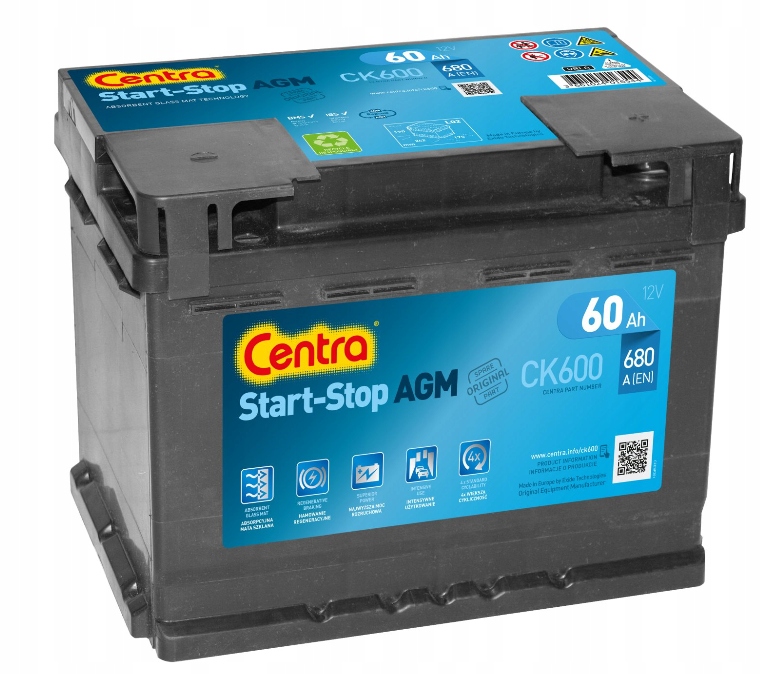 Акумулятор 60 Ah CENTRA AGM Ck600