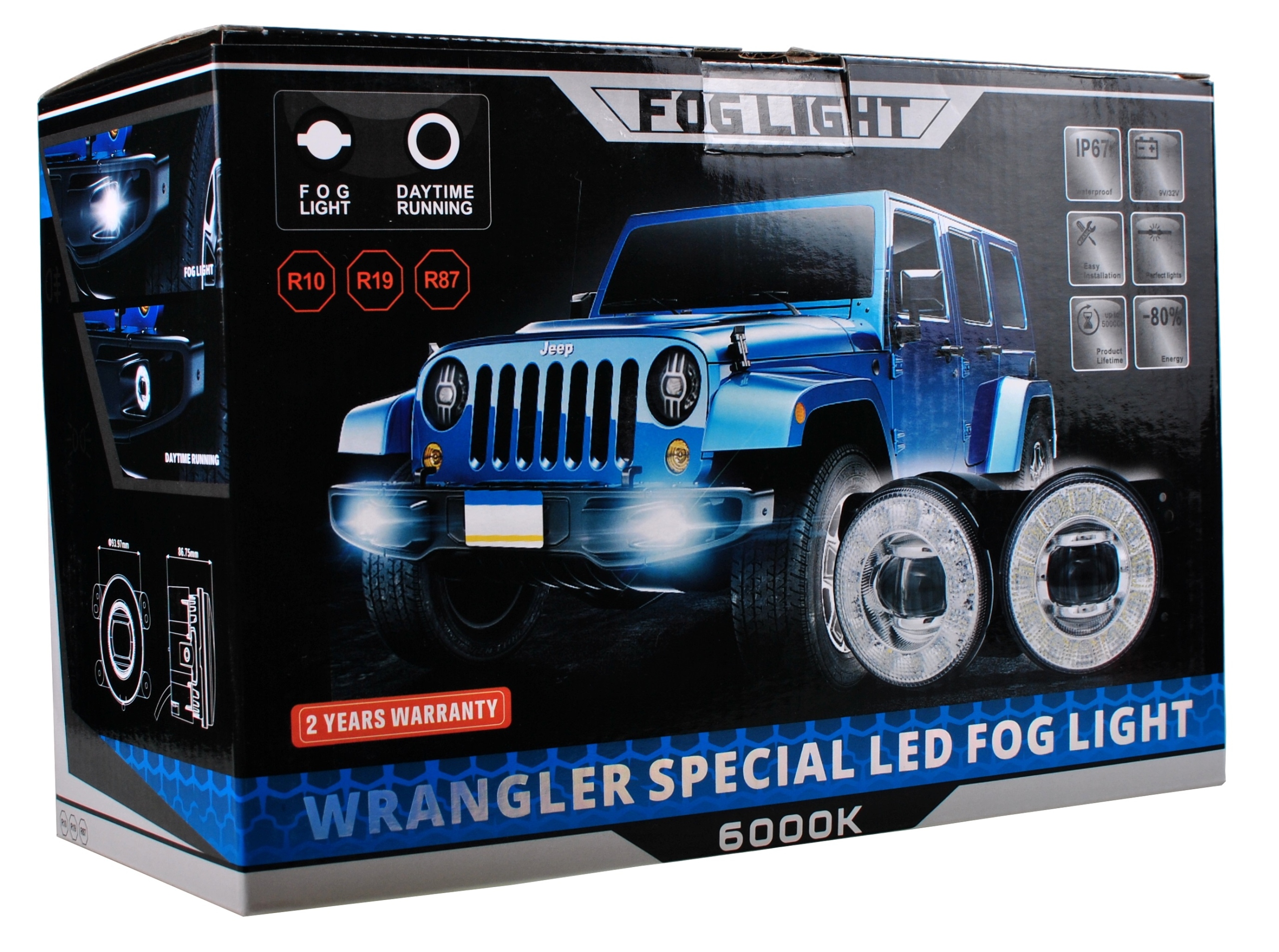 WLF206 - Галогенные светодиодные + дневные ходовые огни DRL Grand Cherokee