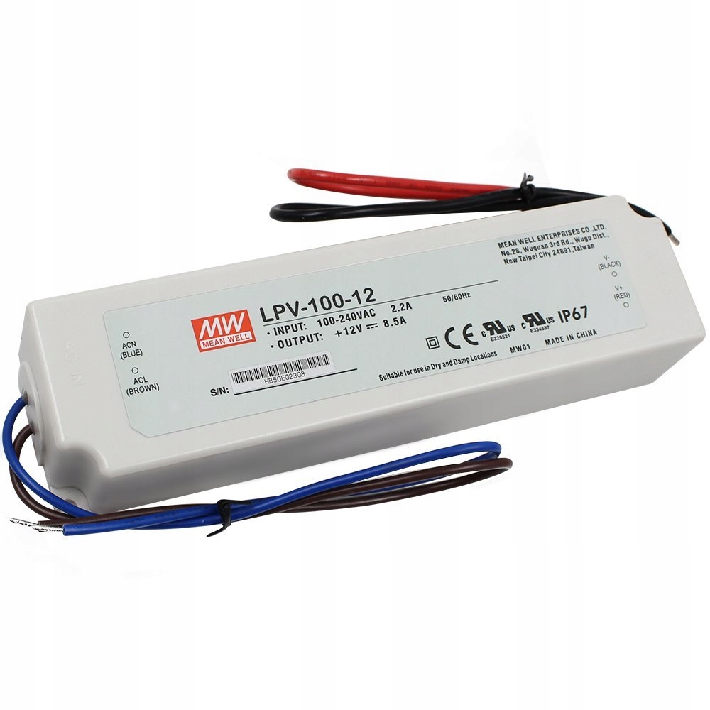 

Zasilacz Led 12V 8,5A 102W Mean Welll LPV-100-12