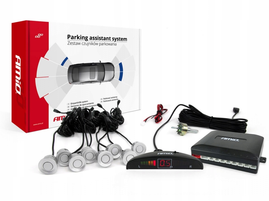 

Czujniki parkowania Przód Tył 8xSENSOR Led Srebrne