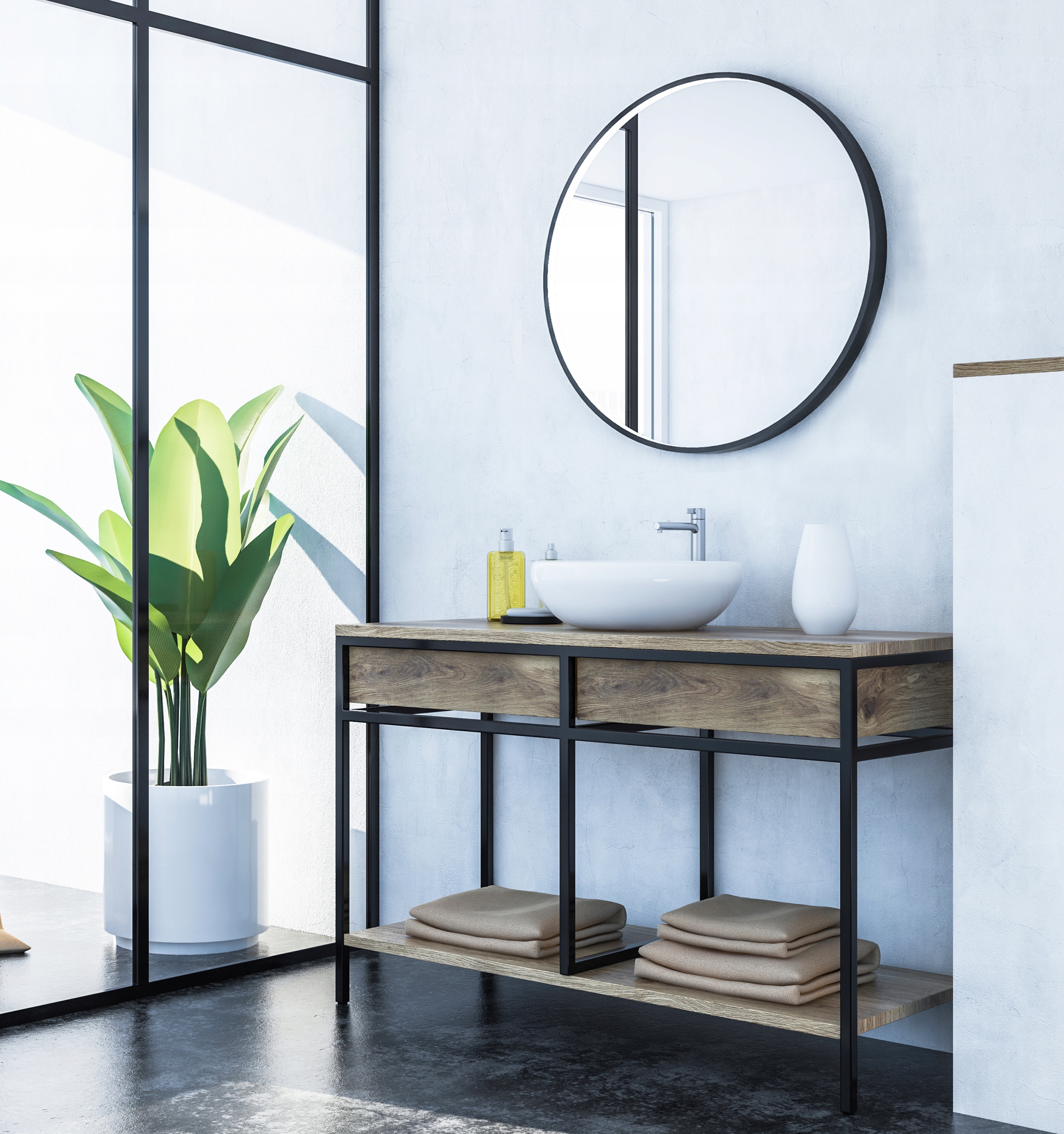 okrúhle KOVOVÉ ZRKADLO NÁstenné Fi 80cm ČIERNA Výrobca RAMIX