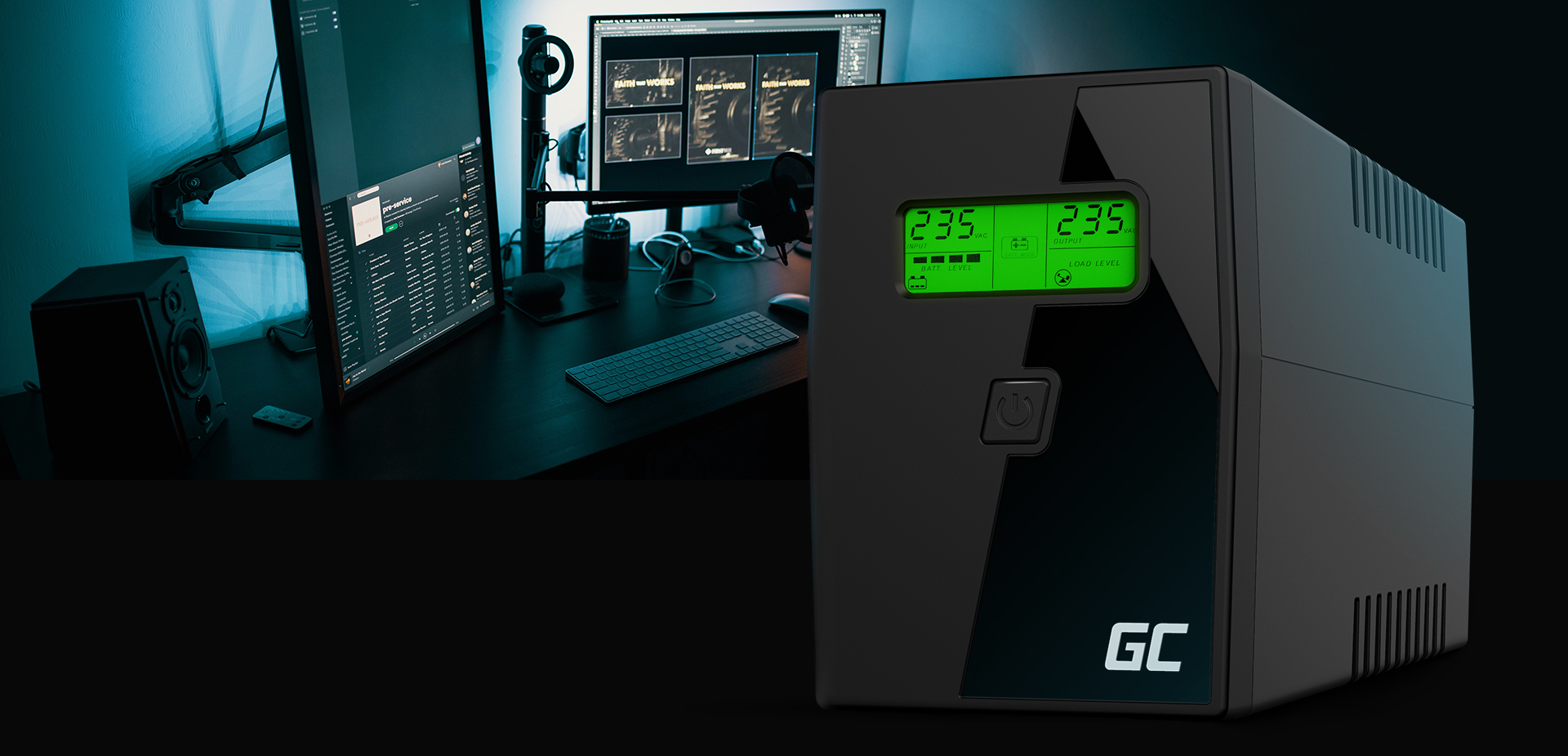 ZASILACZ AWARYJNY UPS 800VA 480W LCD 2x SCHUKO + PROGRAM GREEN CELL GC UPS Napięcie wejściowe 220-240 V