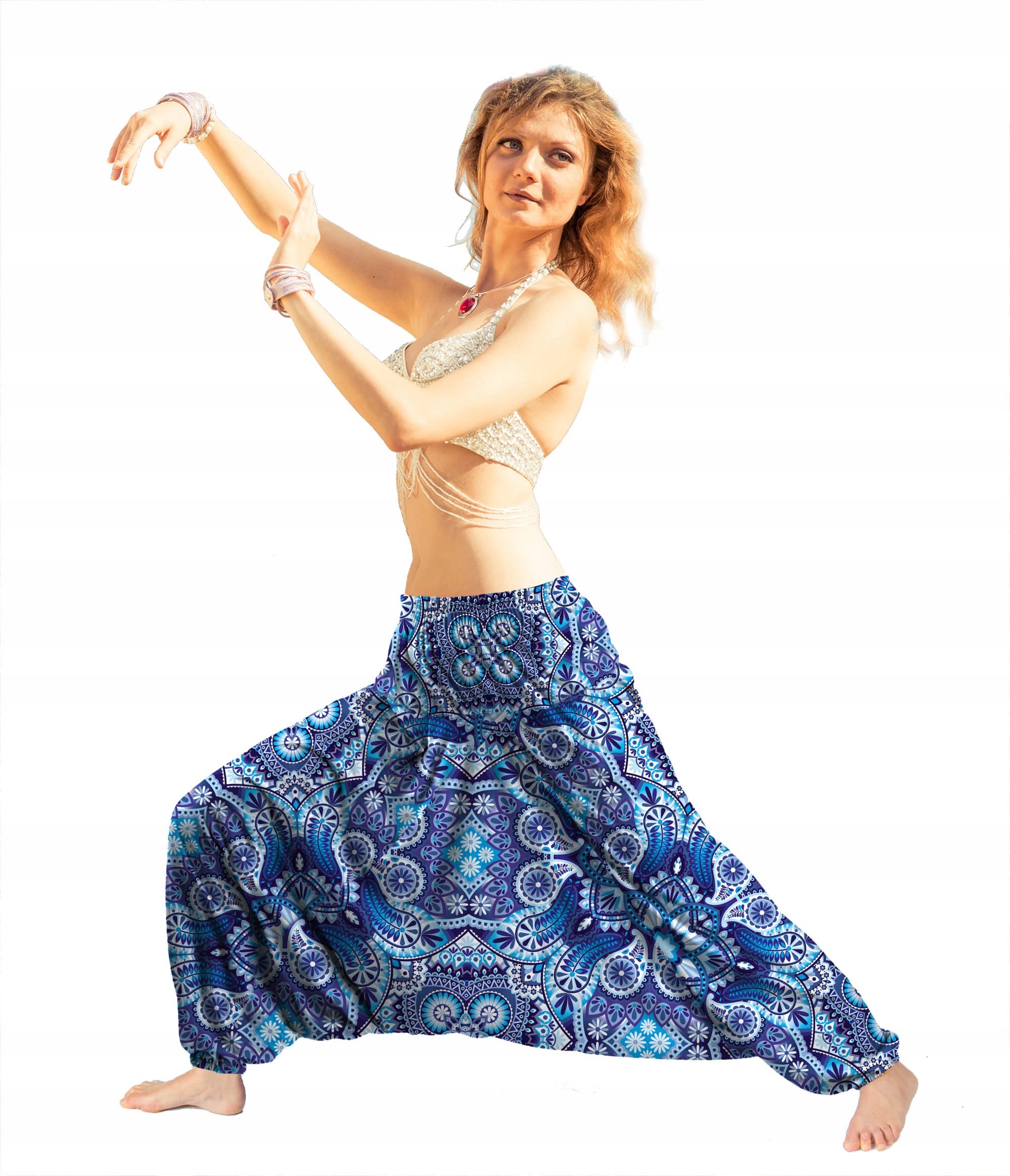 

Szarawary Niebieskie Mandala Alladynki Yoga Pumpy