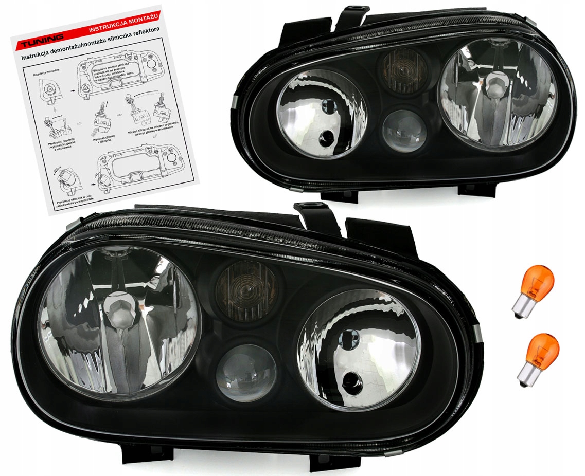GOLF IV MK4 LAMPY reflektory halogeny przod BLACK