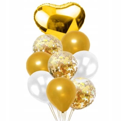 

Balony z konfetti serca złote na Hel Ślub Wesele
