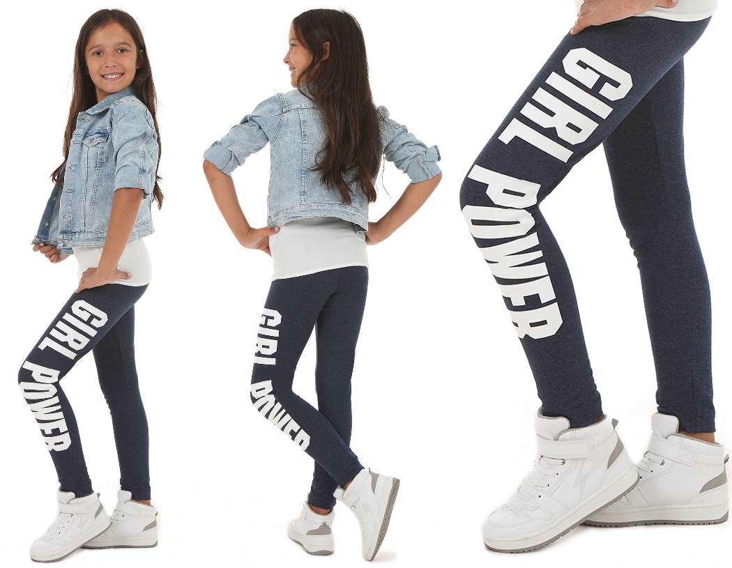 

Leginsy, getry z nadrukiem Girl Power - 122 Granat