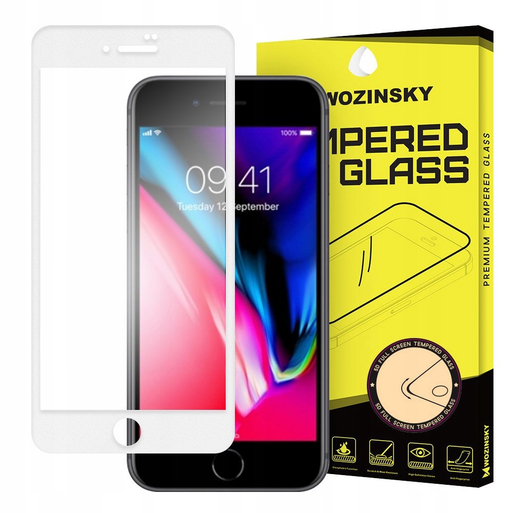 

Szkło 5D Cały Ekran Full Pełne iPhone 7 / 8 białe