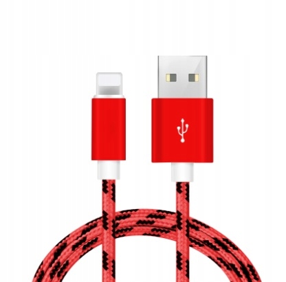 

Kabel nylonowy 1m Usb Lightning czerwo Quickcharge