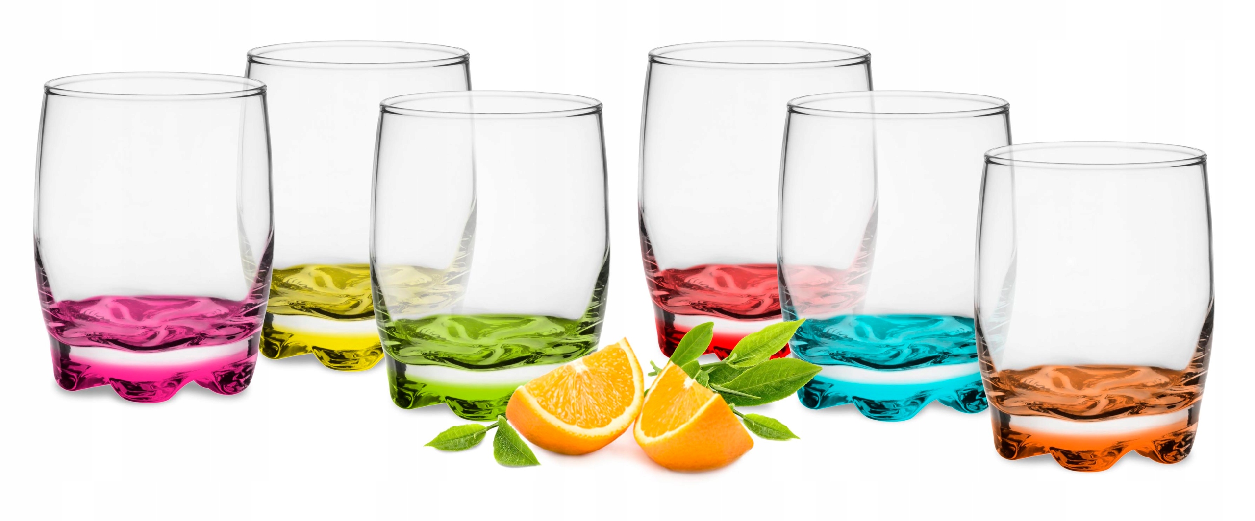 

Szklanki do drinków soku wody 250ml Kolorowe dno