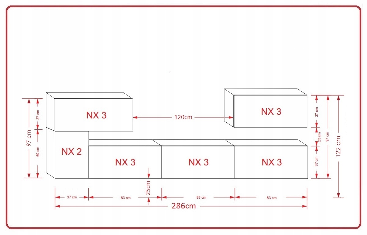 Meblościanka ścianka zestaw Salonu CARTILLA N12 1A Kod producenta meblościanka 286cm