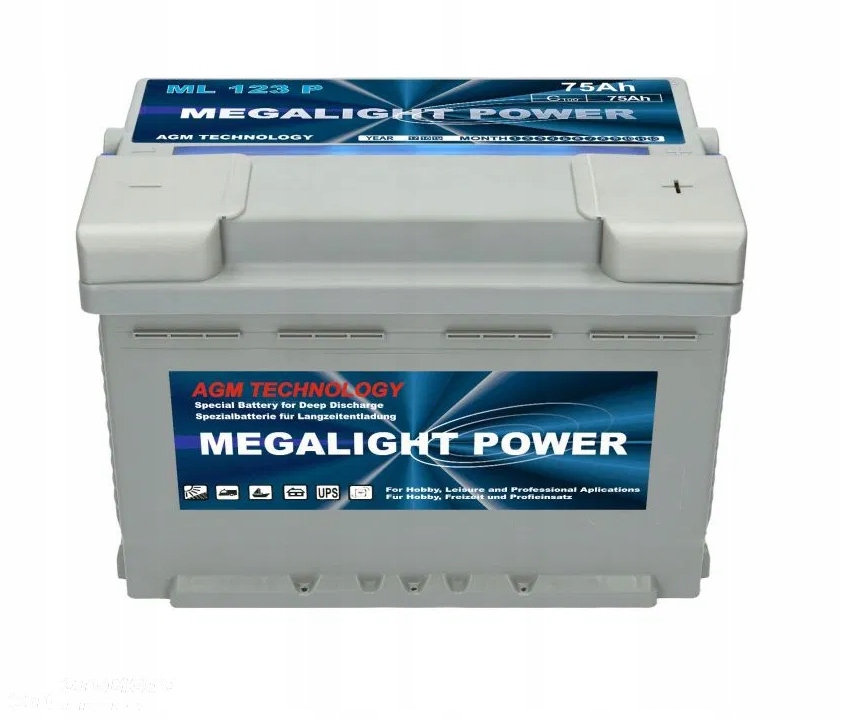 Akumulator MEGALIGHT POWER 75 Ah 278x175x190