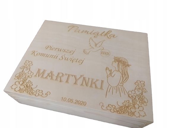Szkatułka duża pamiątka pierwszej Komunii