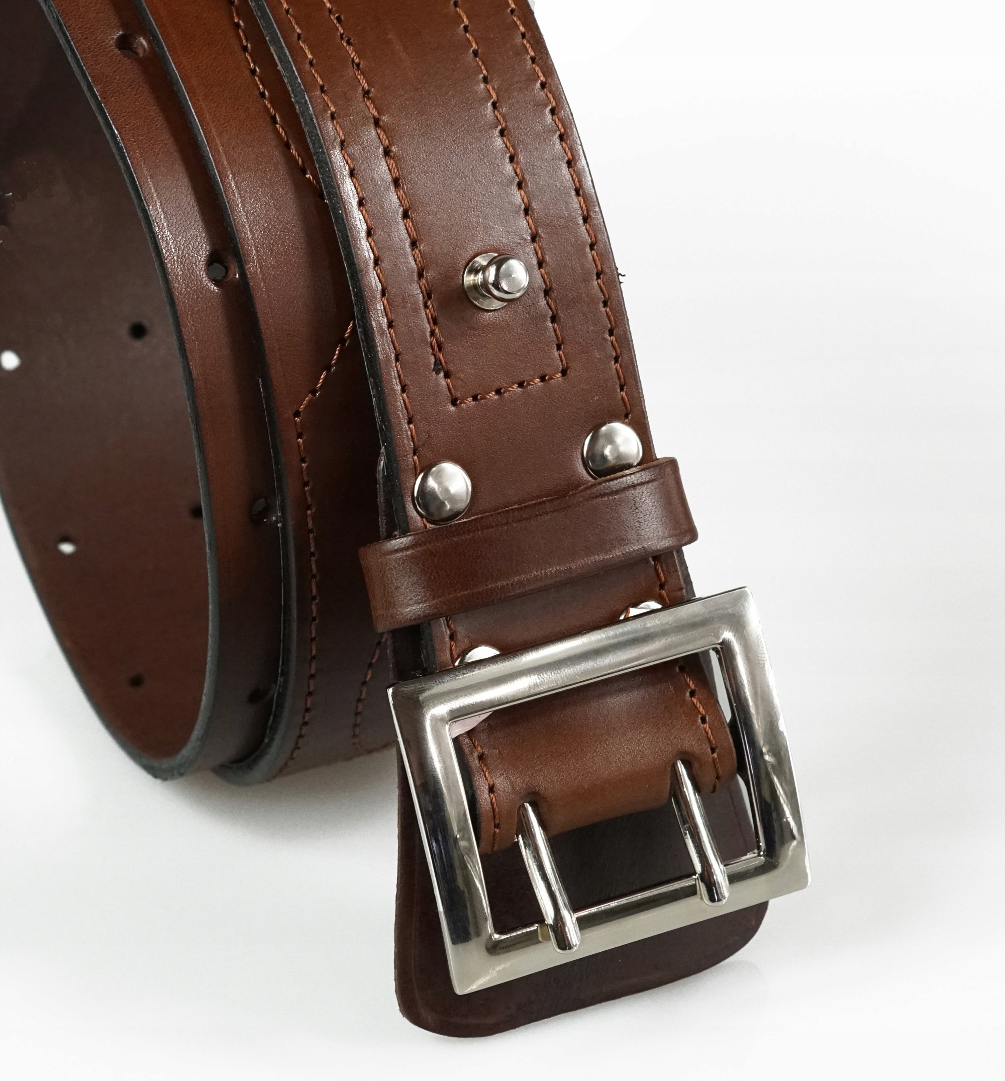 SKÓRZANY PAS OFICERSKI WOJSKOWY BRĄZ 4 Marka Gallanteria