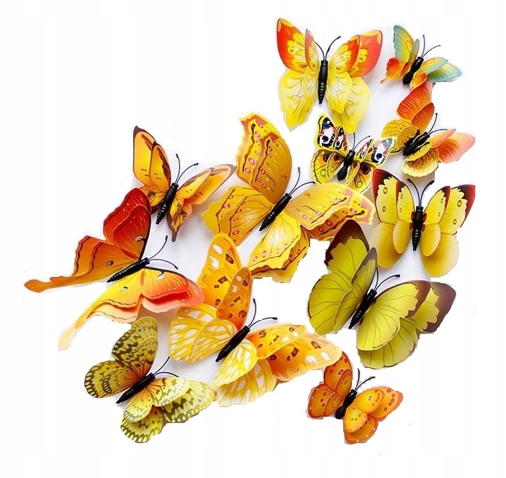 

Naklejki na ścianę 3D Motyle Motylki lux żółte