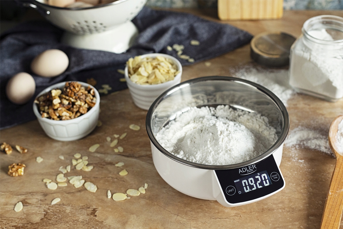 Waga kuchenna z misą AD 3166 5kg/1g LCD podświetlany biała