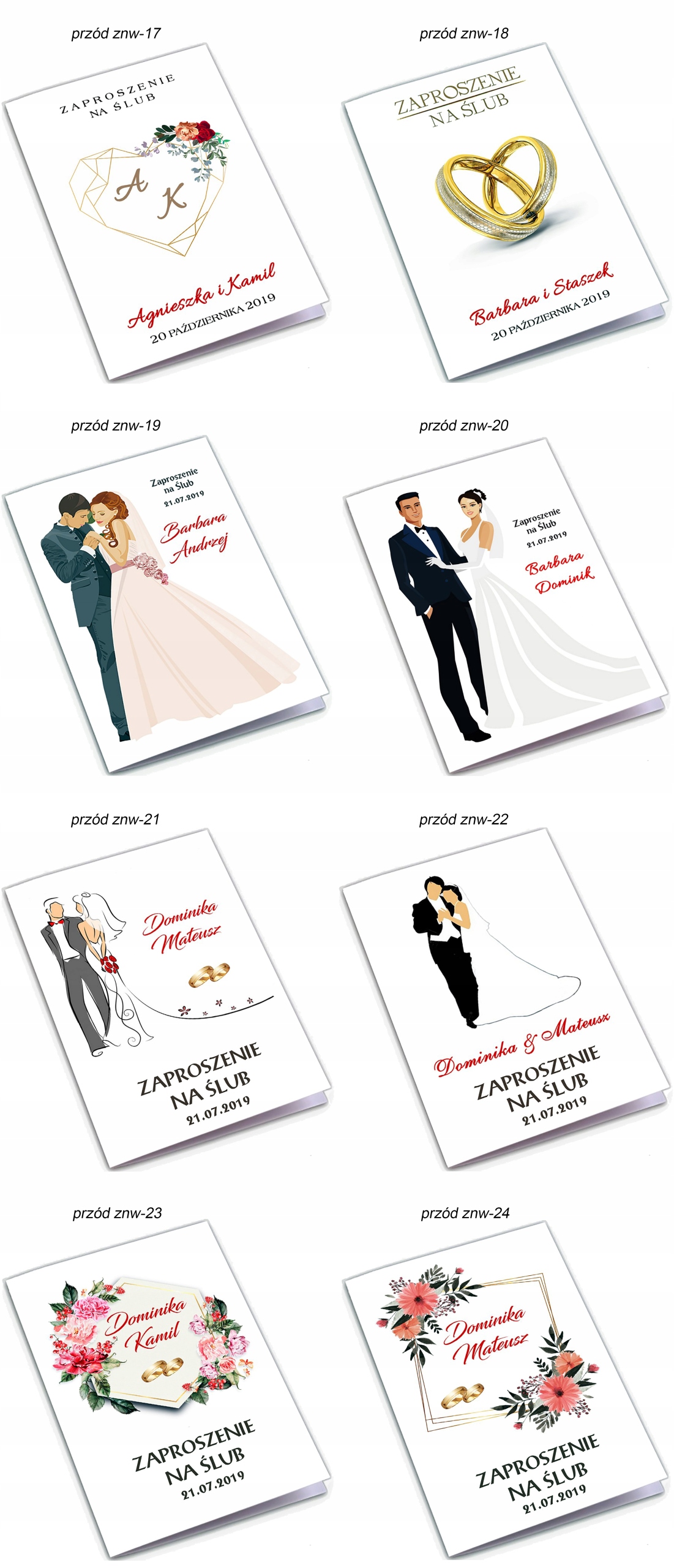 ZAPROSZENIE ŚLUB ZAPROSZENIA zawiadomienia ślubne Zdobienie brak