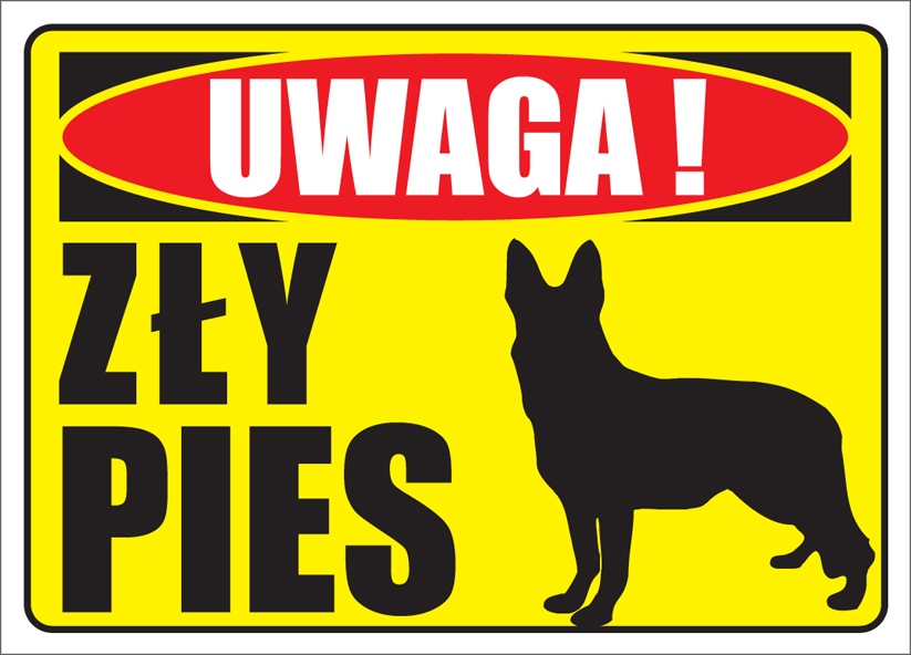 

Uwaga Zły Pies Tabliczka 19,5x14 cm