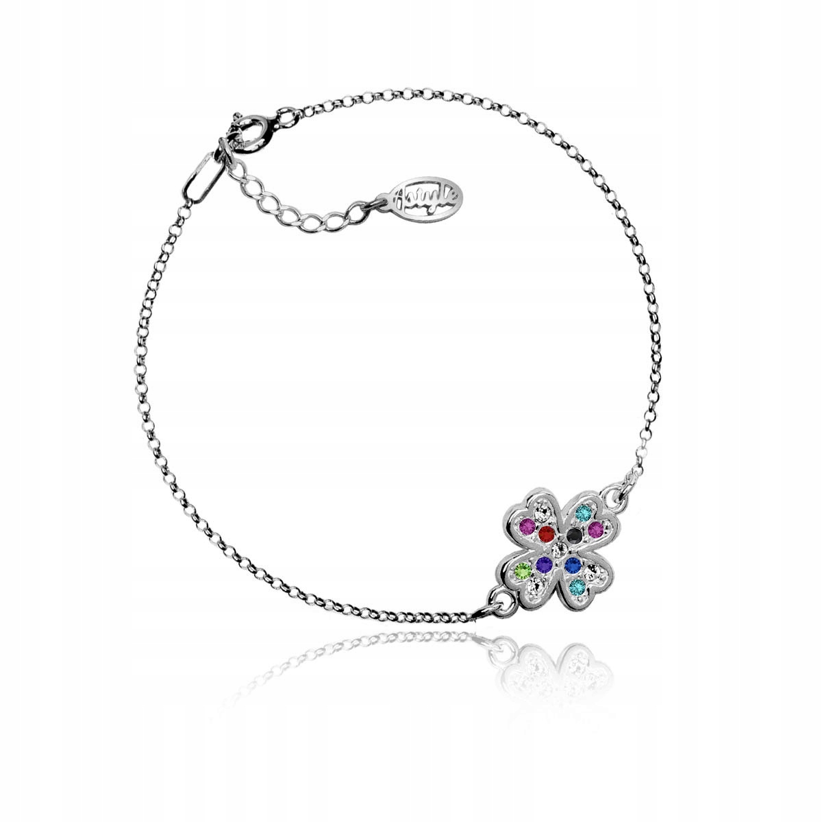 

Bransoletka koniczyna Swarovski Elements rodowana