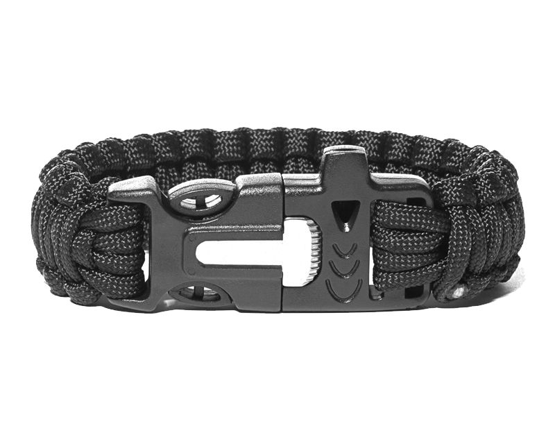 Bransoletka paracord 3w1 Czarna Gadget Master