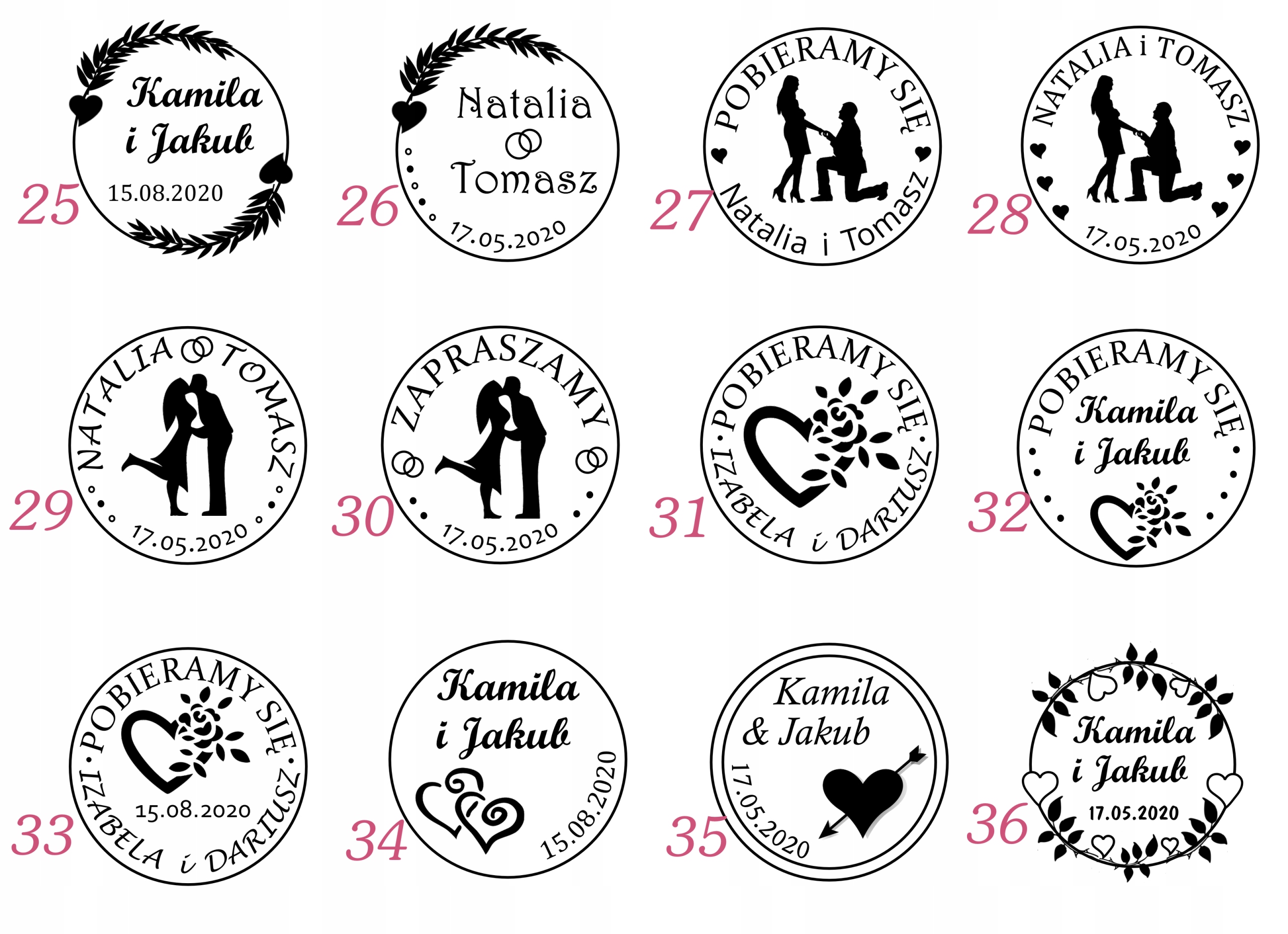 PIECZĄTKA NA ŚLUB PIECZĘĆ ŚLUBNA STEMPEL WESELE Liczba sztuk 1 szt.