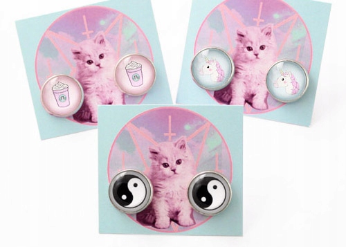 

kolczyki Jednorożec Yin Yang pastel goth grunge