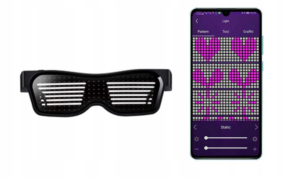 Светодиодные очки, управляемые приложением с телефона / красный