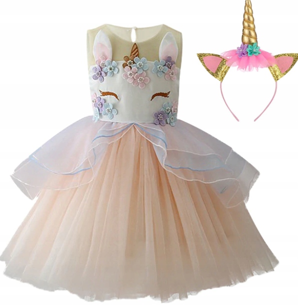 ELEGANCKA SUKIENKA WIZYTOWA JEDNOROŻEC WESELE