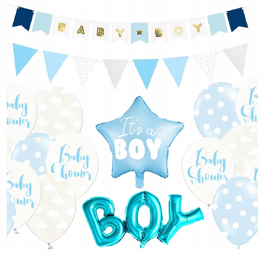 

Balony girlanda zestaw na Baby Shower Chłopiec hel