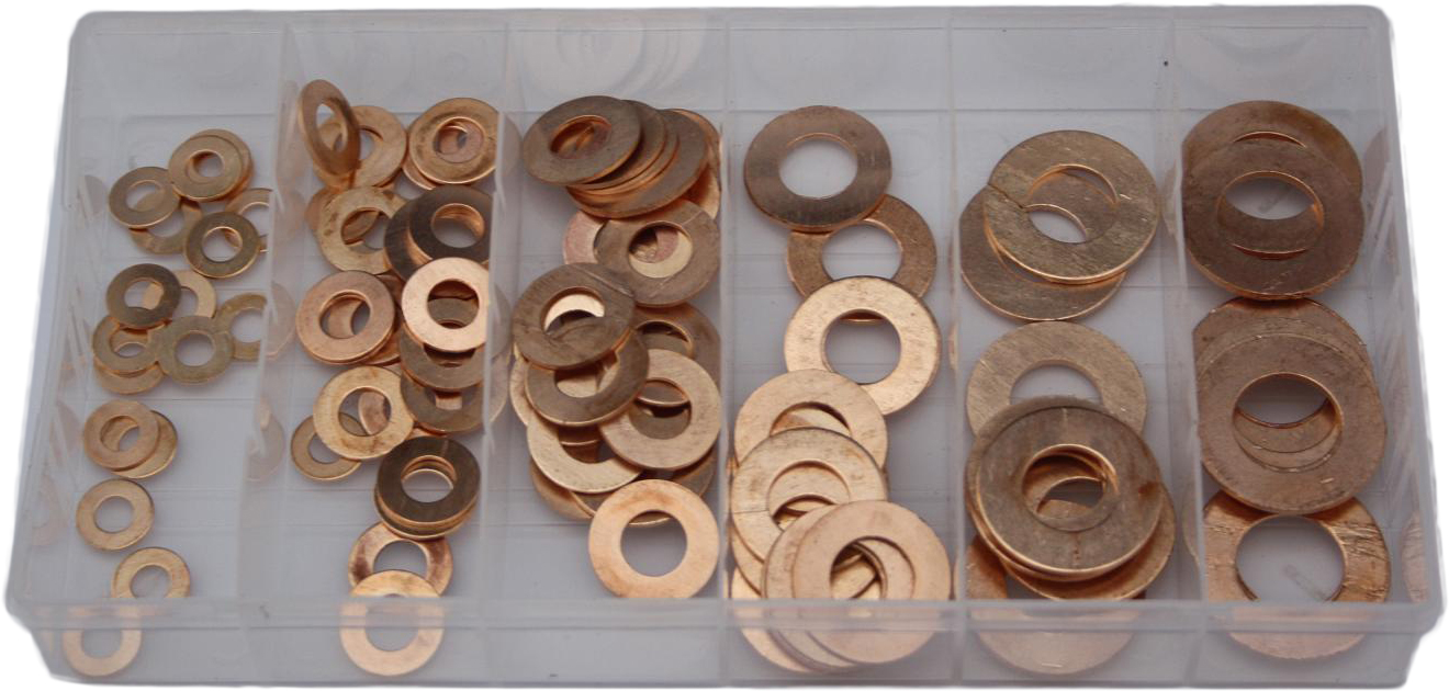 PODKŁADKI PŁASKIE MIEDZIANE 150 szt