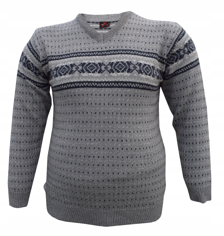 

03 031 Sweter W Serek Szpic Jasno Szary Roz. 3XL