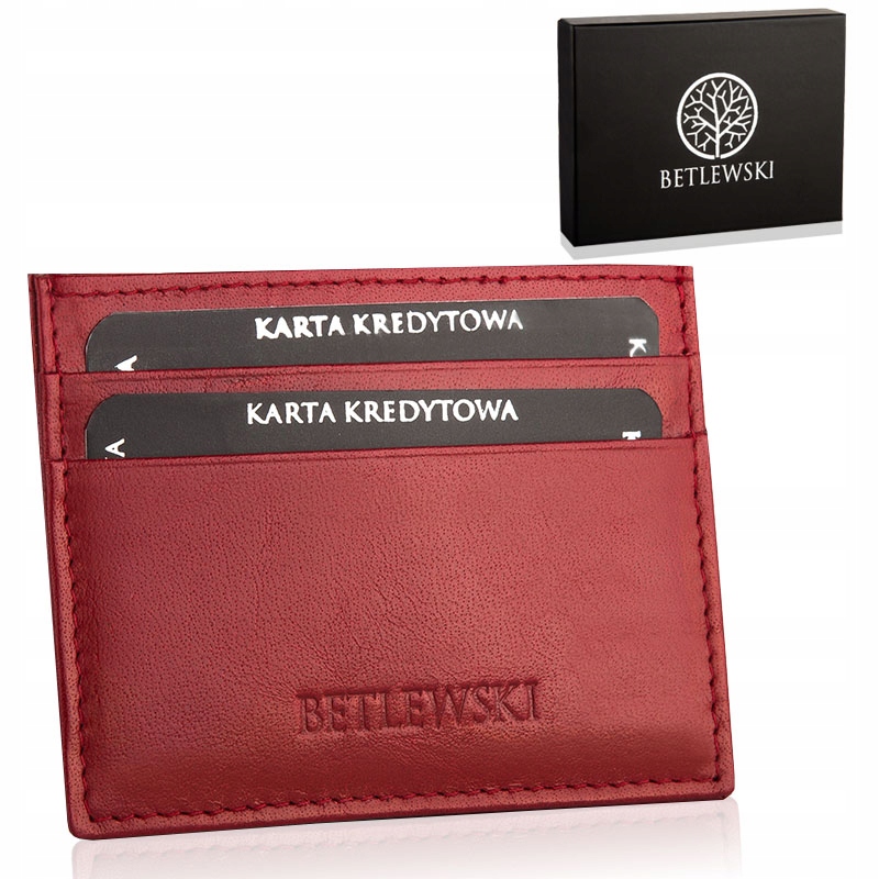

Etui karty skórzane małe Betlewski wsuwka cienkie
