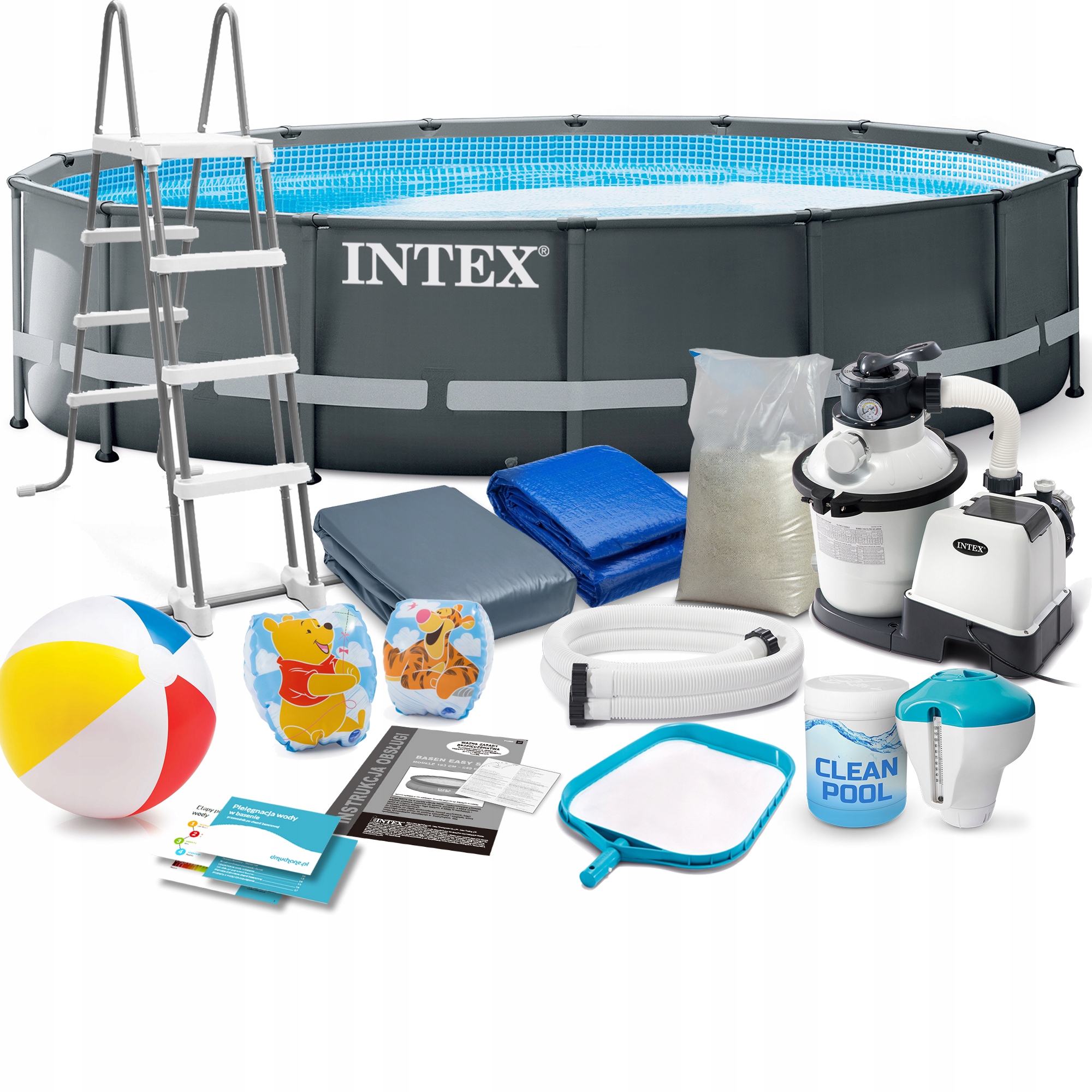 

Basen ogrodowy stelażowy Intex 488x122 zestaw 18w1