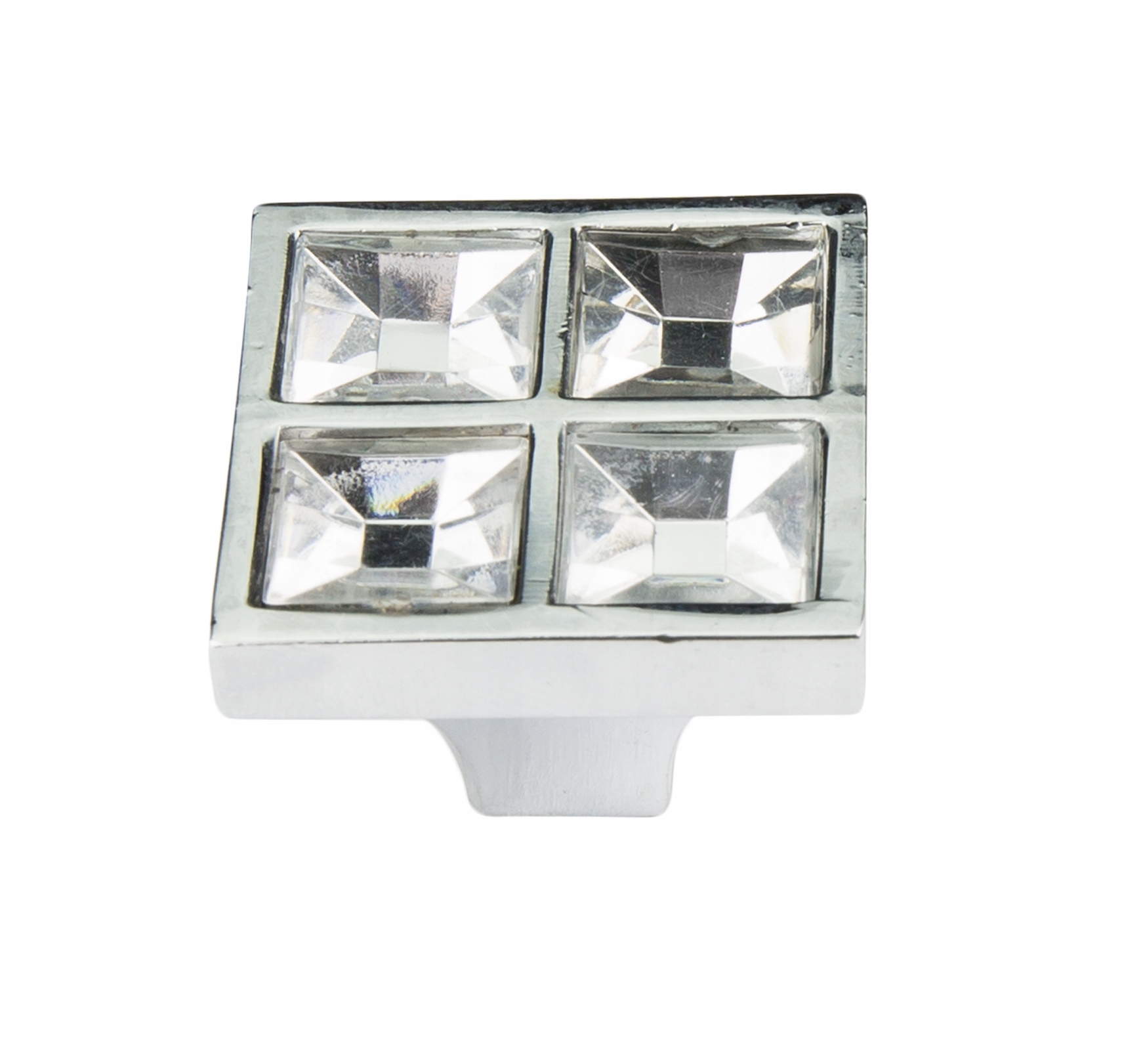 

Uchwyt Gałka Meblowa Kryształ Kwadrat Chrom 24 mm