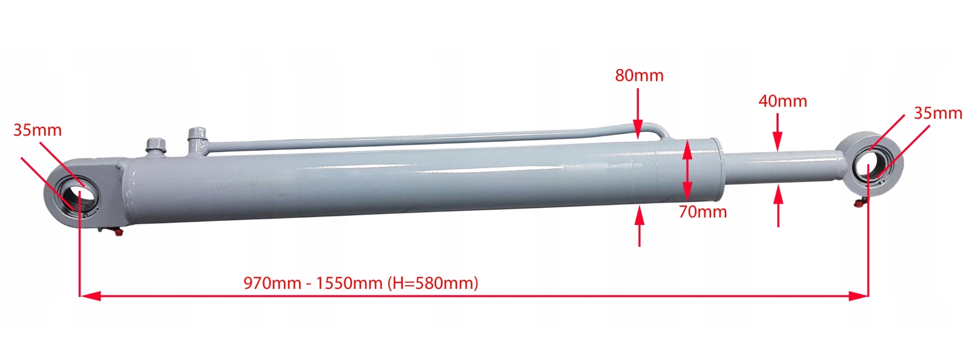 SIŁOWNIK HYDRAULICZNY CYLINDER 580 L METAL TECHNIK Numer katalogowy części 1456.SIL