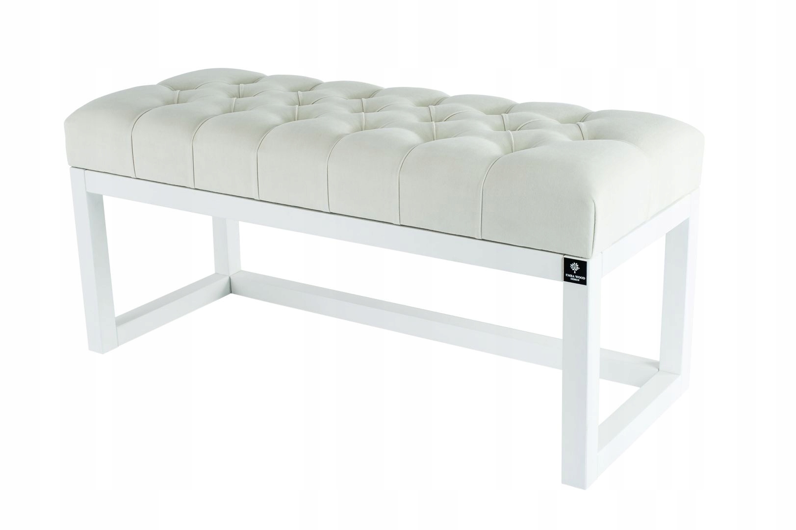 45 Výrobca Bench Pouf Prešívaný, Biele DREVO EMRA