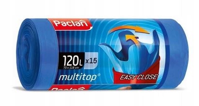 

Worki na śmieci 120l 15szt Paclan Multitop wiązane