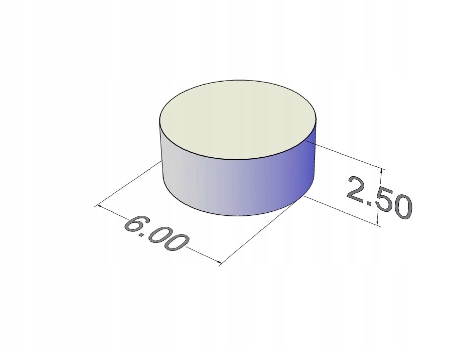 Magnes Neodymowy Walcowy MW 6x2,5 mm N38 3 szt. Kod producenta MW 6x2,5 N38