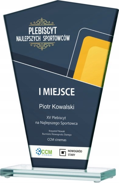 Obchodní skleněná soška s potiskem 21 cm 1 cm