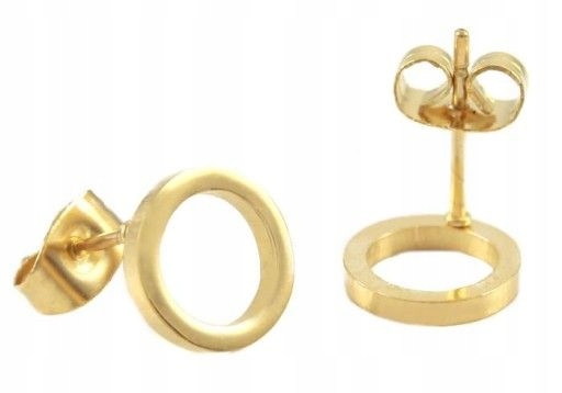 KOLCZYKI ZŁOTE KÓŁKA RING 18 KRT STAL CHIRURGICZNA