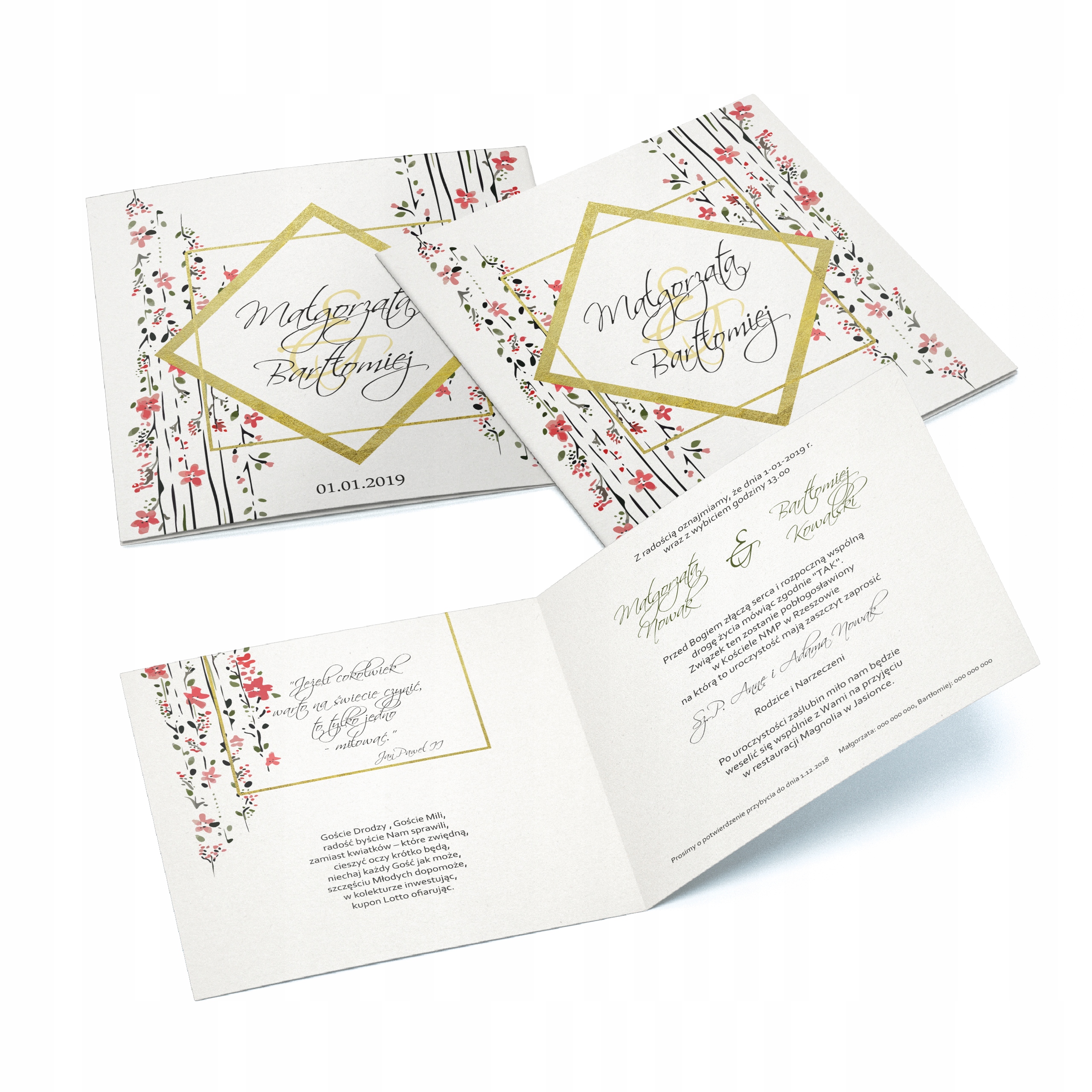 ZAPROSZENIA ŚLUBNE PŁÓTNO Rustykalne wianki kwiaty Liczba sztuk 1 szt.