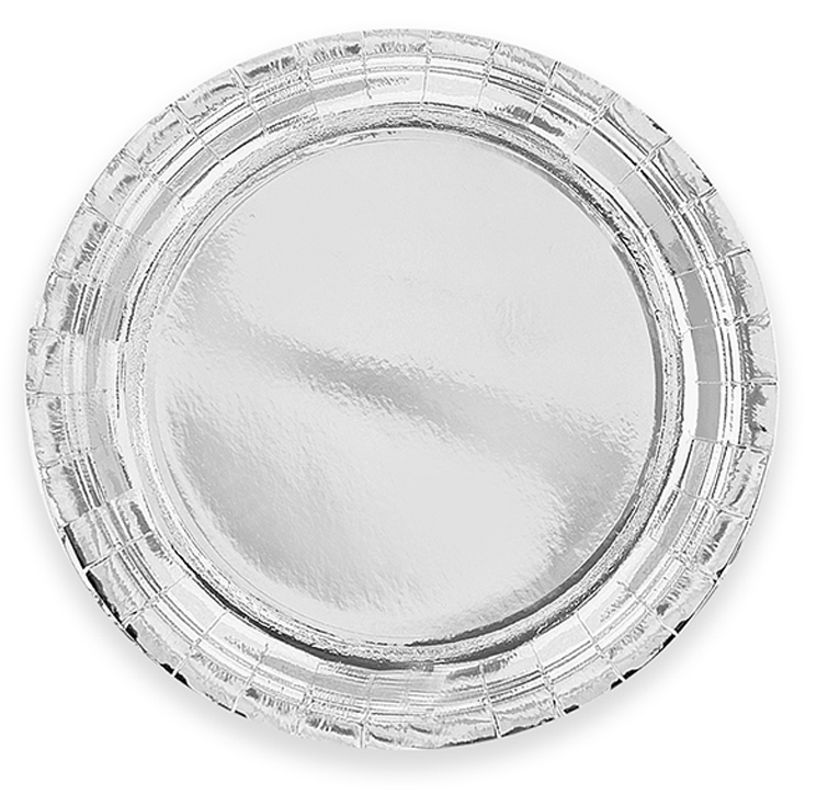 TALERZYKI PAPIEROWE SREBRNE 18CM 8 SZTUK PARTY HIT