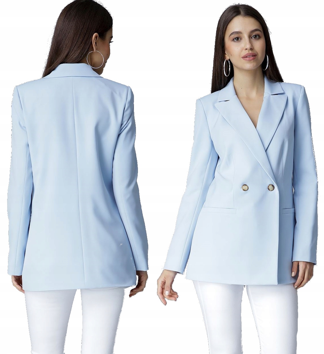 

Elegancki Długi Żakiet Taliowana Długa Marynarka