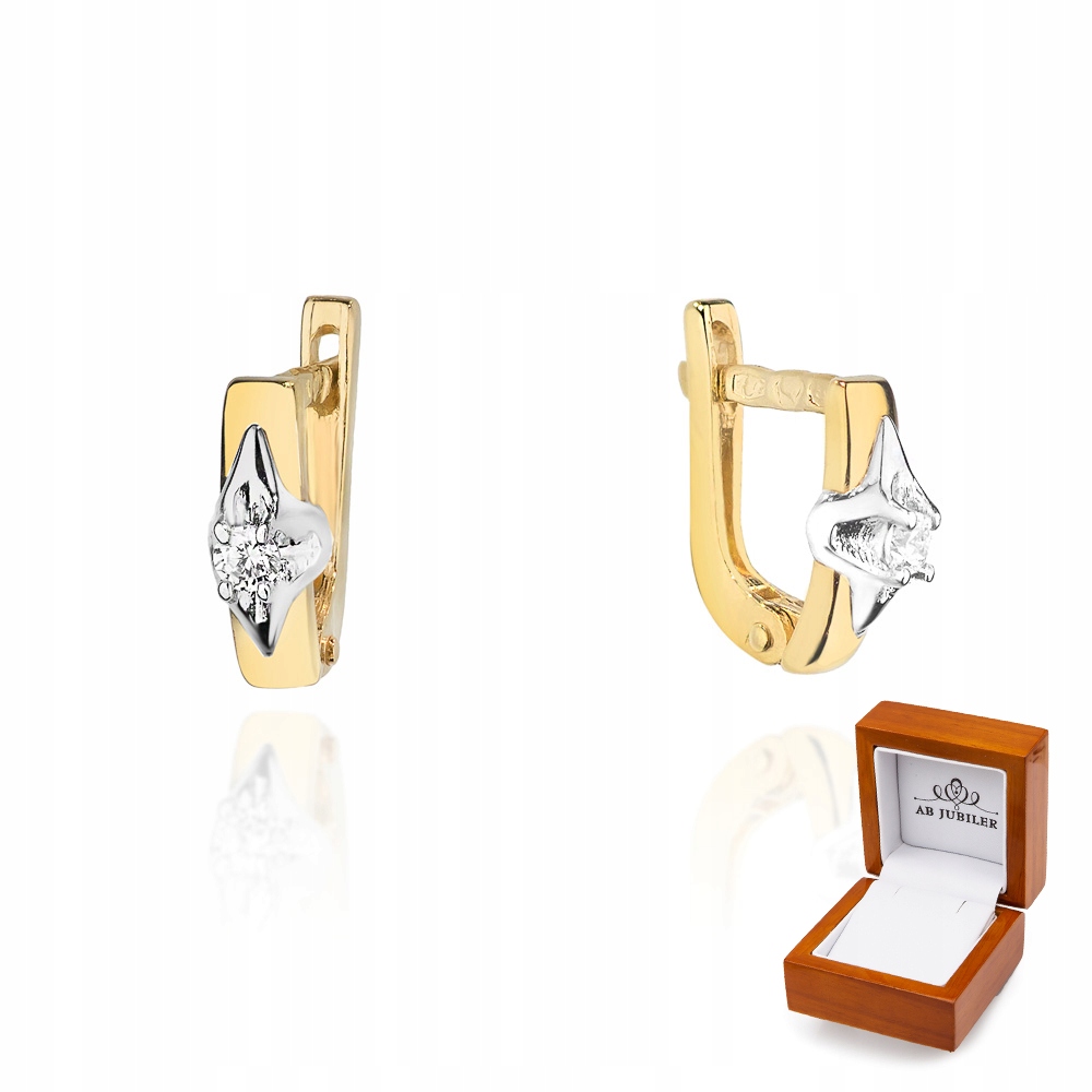 

Złote Eleganckie 585 Kolczyki z Diamentem
