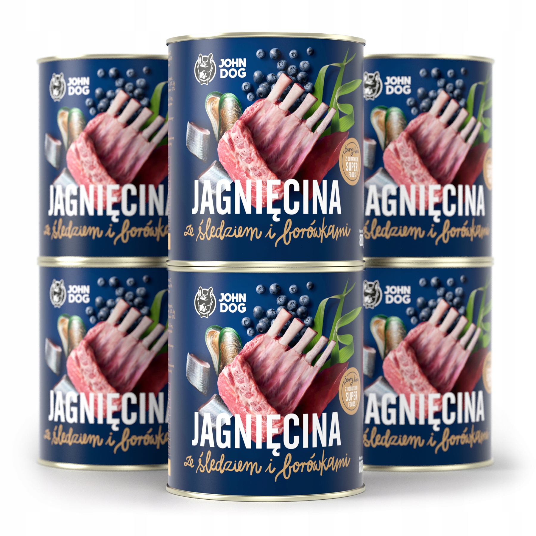 Levně Berry Line vlhké krmivo pro štěňata s jehněčím a sleděm John Dog 6x800 g