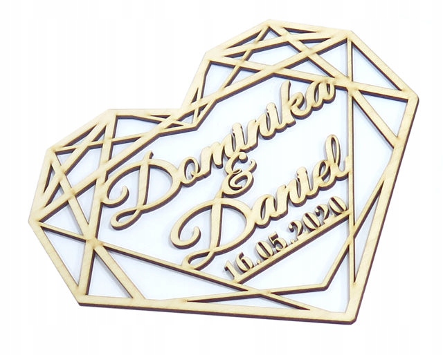 АЖУРНОЕ СЕРДЦЕ 20 см +ИМЯ и ДАТА СВАДЬБА RS38