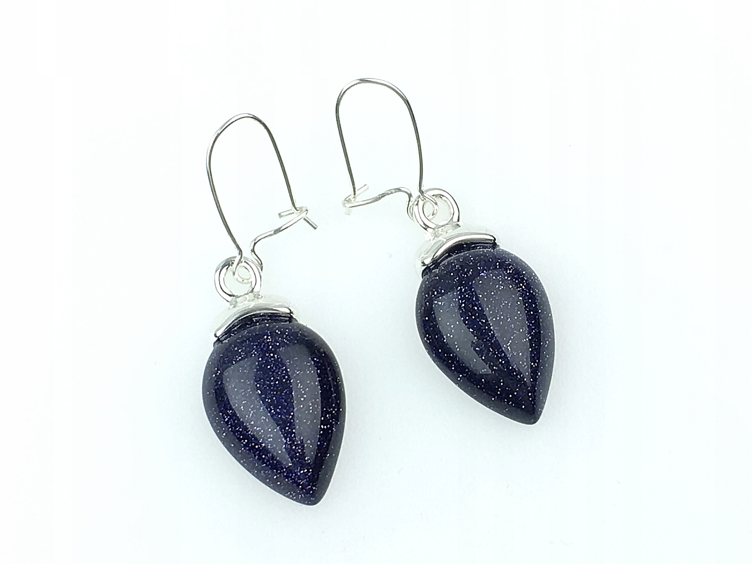 

kolczyki wiszące łezki kamień noc kairu srebro 925