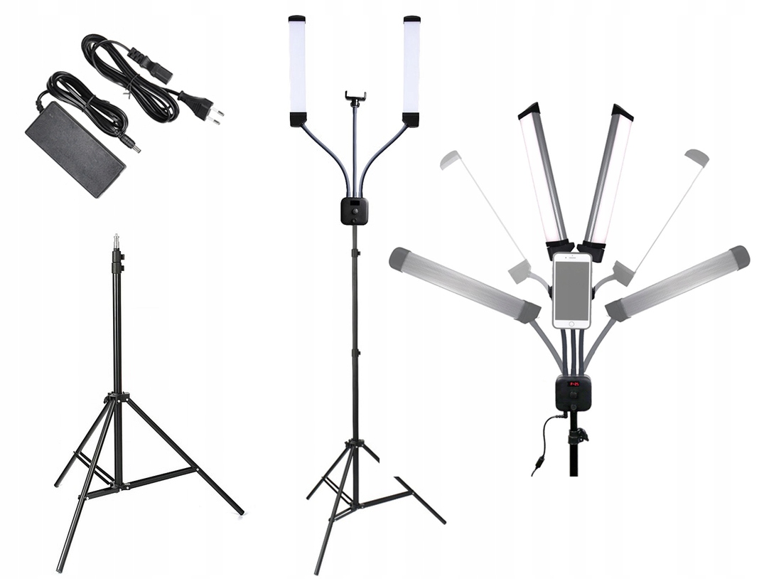 Lampa LED 2 panele + Statyw + Uchwyt na telefon