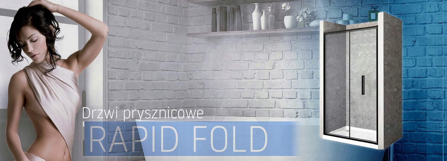 Sprchové dveře Rapid Fold 100 skládací ČERNÁ Povrchová úprava z průhledného skla