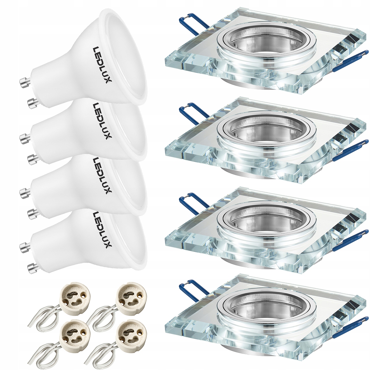 

4x Oprawa halogenowa szklana stała Kw+ GU10 6,5W